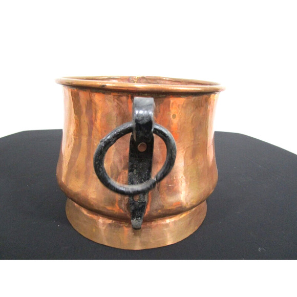 VTG IMAX Handmade In Turkey Old World Copper Pot/Plantar w/Iron Rings 6"L x 5"H - Picture 4 of 9